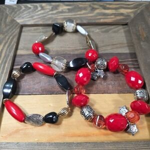 beaded‎ bracelet women costume jewelry Lot Of 3